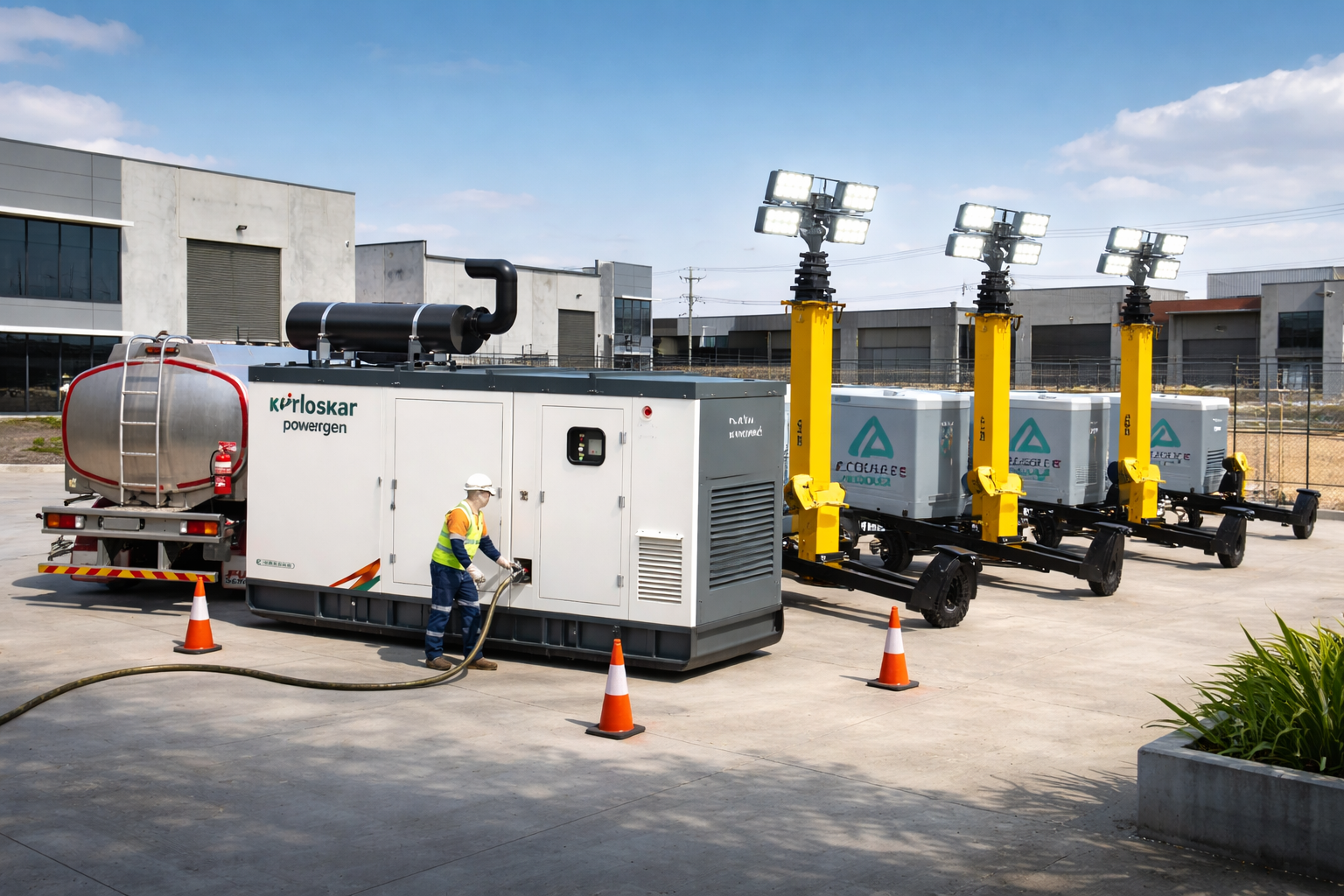 Industrial Power Backup and Lighting Setup